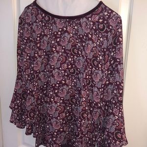 Wine floral print top